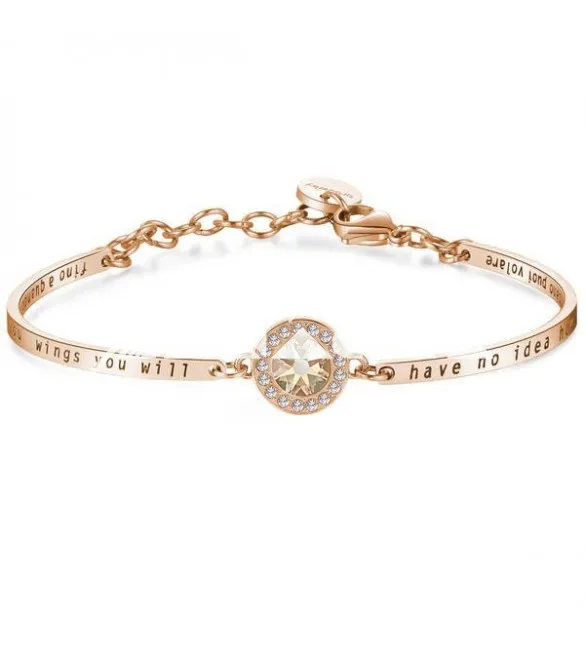 Bracciale Donna Gioielli Brosway Chakra in acciaio 316L pvd oro rosa cristallo Rosa Cipria bhk157