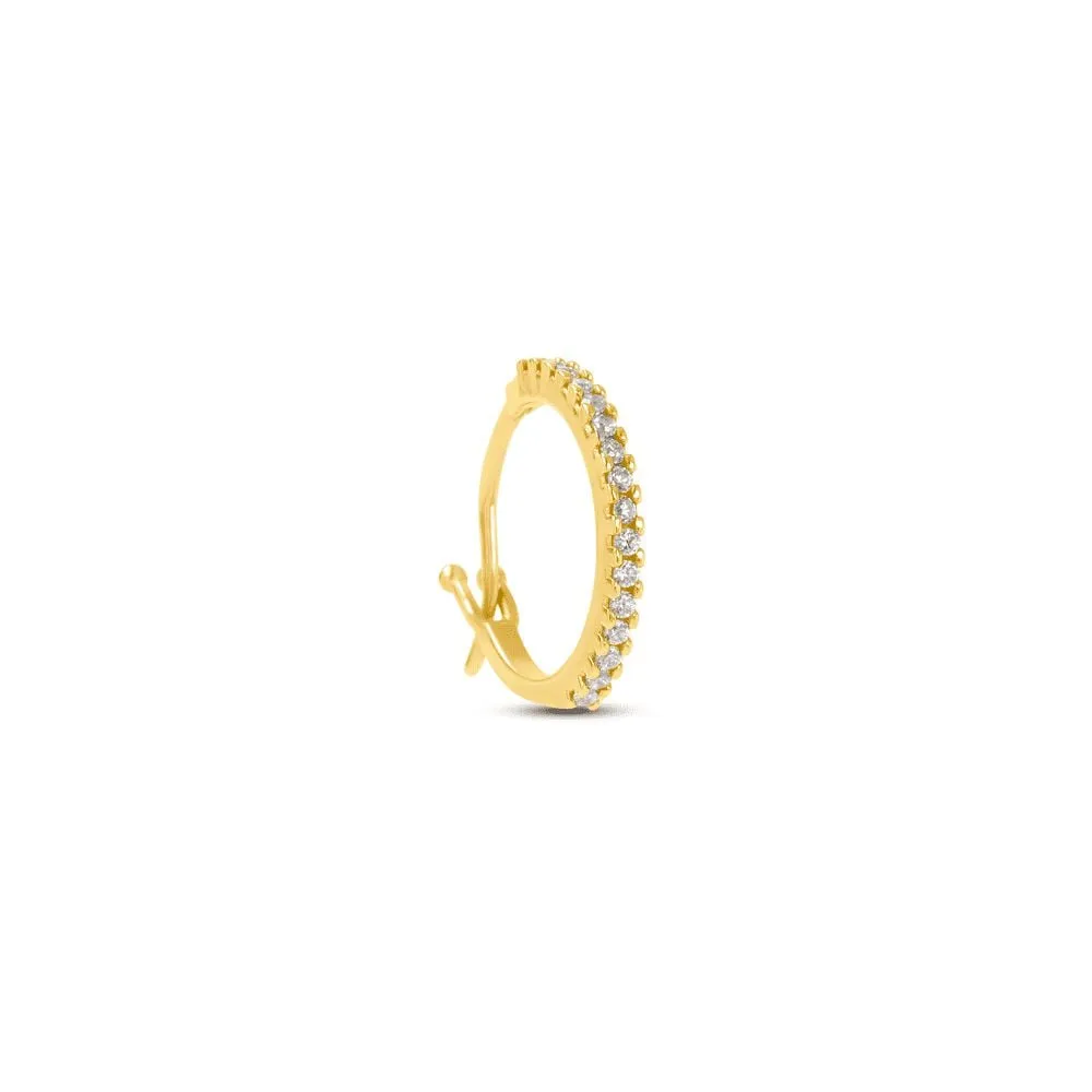 Mono Orecchino A Cerchio Claire Oro Giallo 375/1000 Diametro 10 mm Cubic Zirconia Bianco 1424007