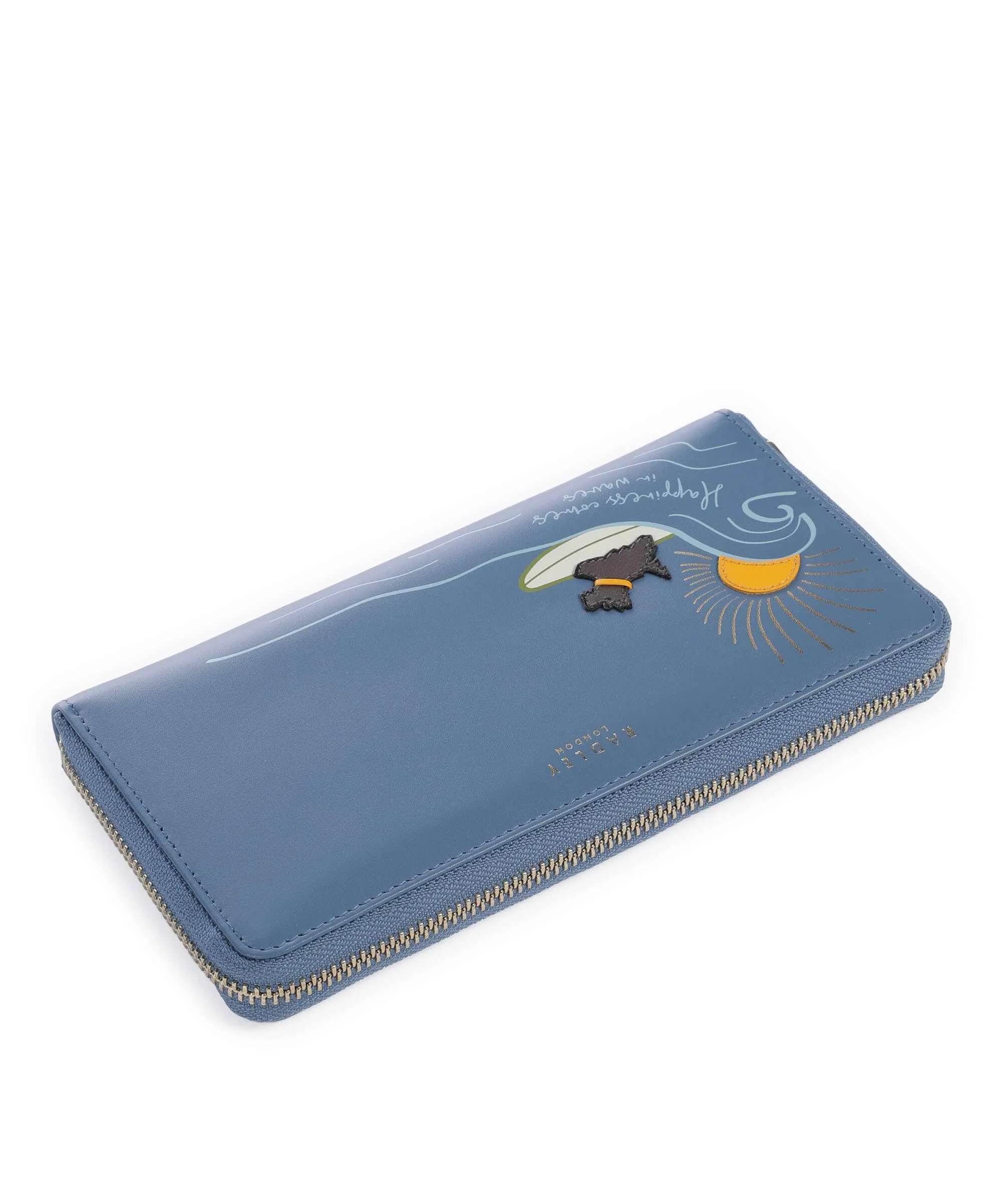  Radley London Happiness Comes In Waves Portafoglio pelle di vacchetta finemente grana blu-grigio  
